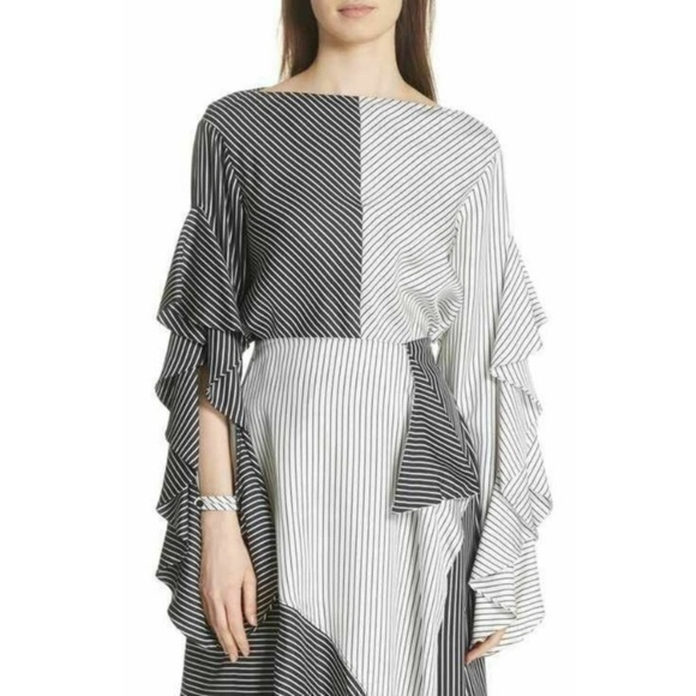 Robert Rodriguez black white stripe cascading sleeve top